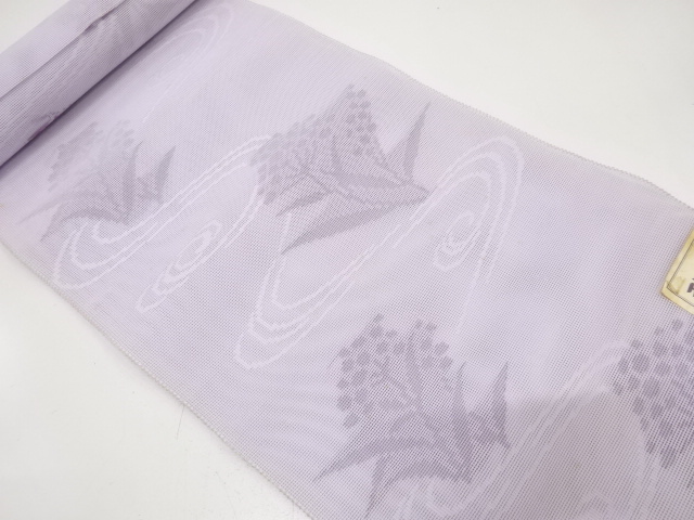 JAPANESE KIMONO / ANTIQUE BOLT FOR SUMMER NAGOYA OBI / WOVEN FLOWER